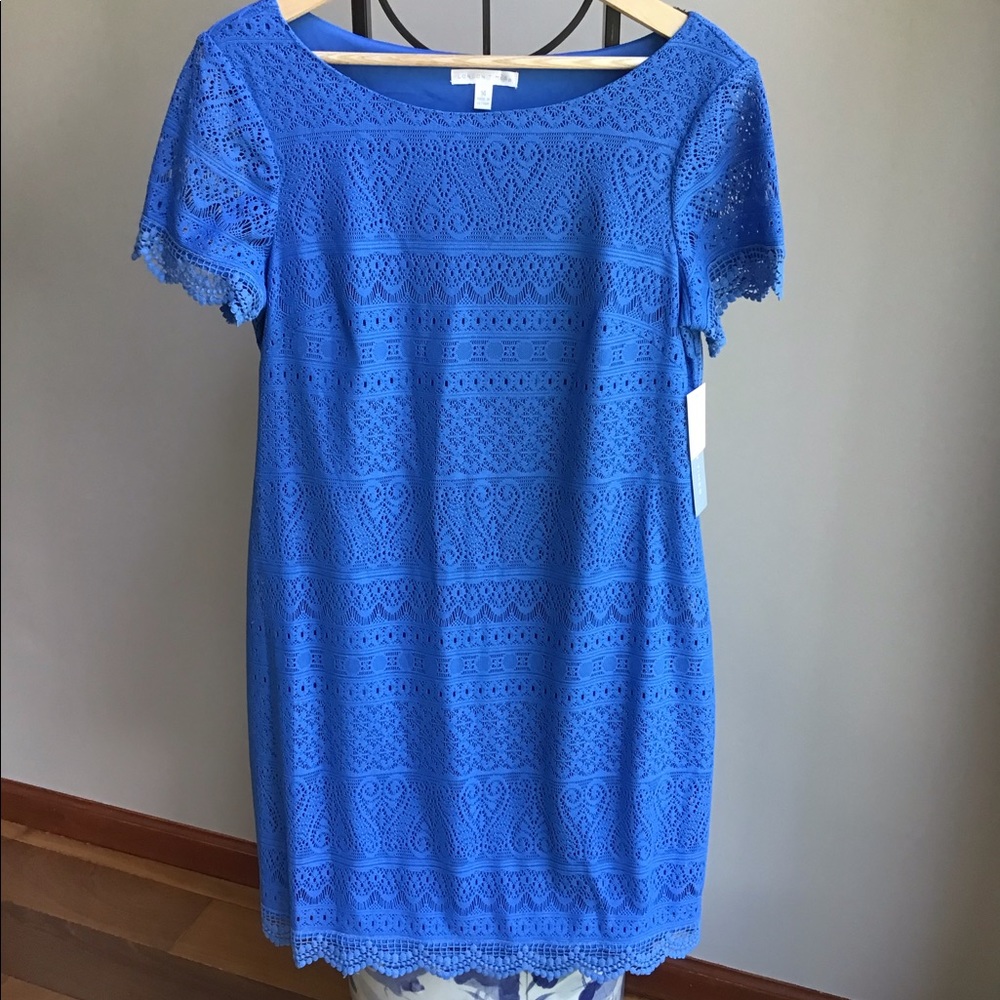 London Times NWT‎ Lace Overlay Dress Lined Short Sleeve Classic
